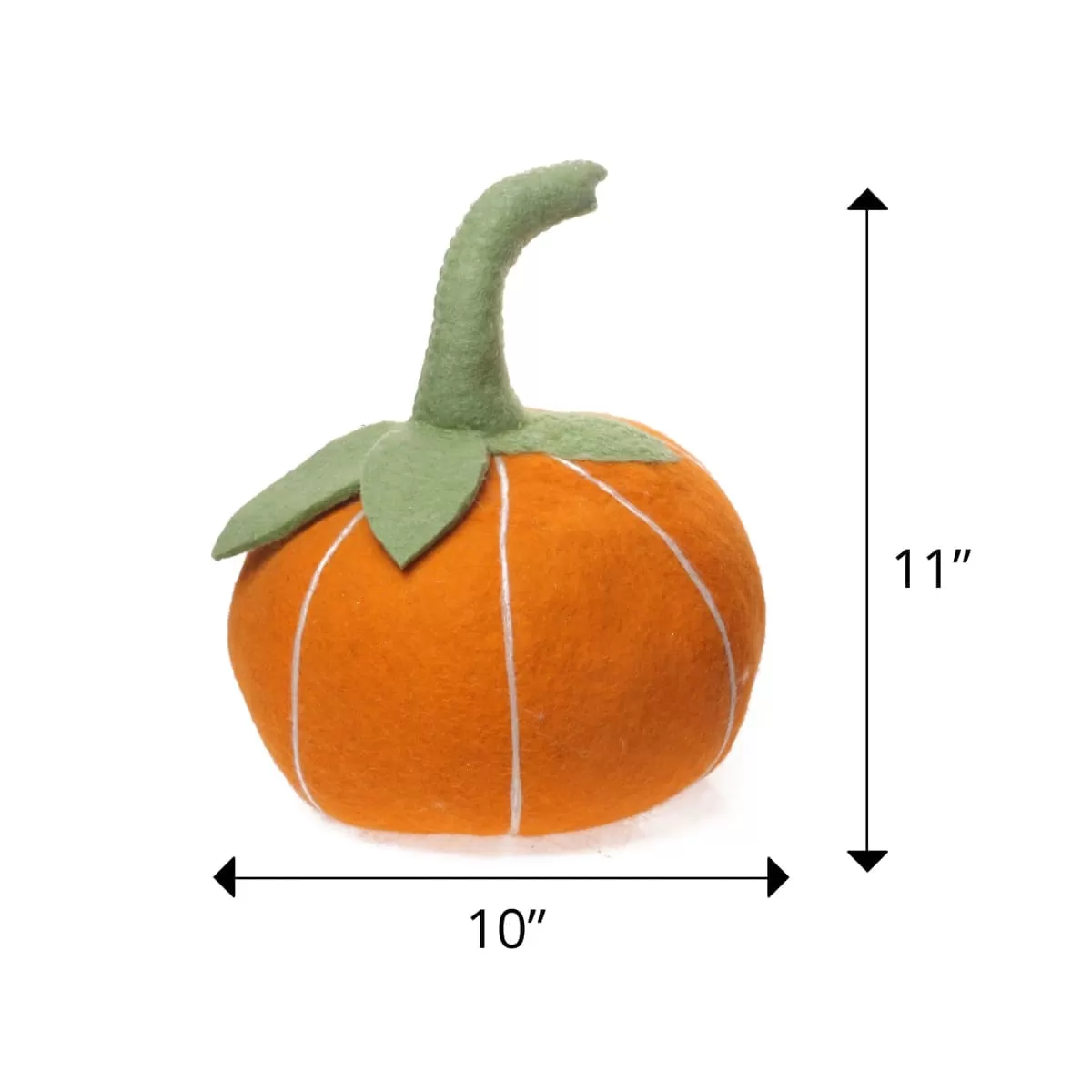 De Kulture Handmade Premium Wool Felt Large Pumpkin Eco Friendly Needle Felted Stuffed Halloween Ornament Ideal for Home Office Party Decoration Holiday Décor,10 x 11 (DH) Inches